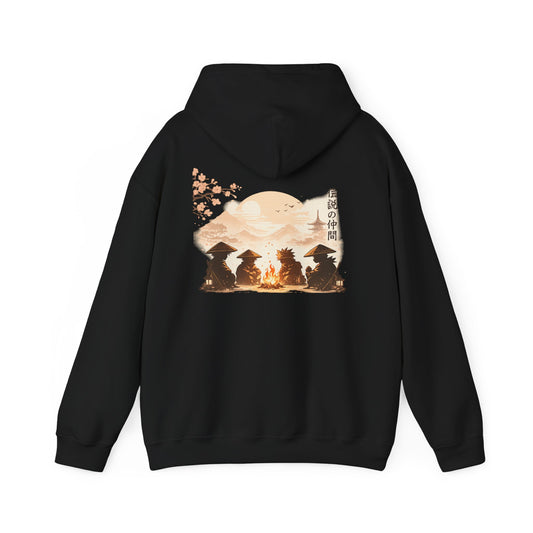 Hoodie | Samurai Campfire Illustration Japanese Kanji Backprint