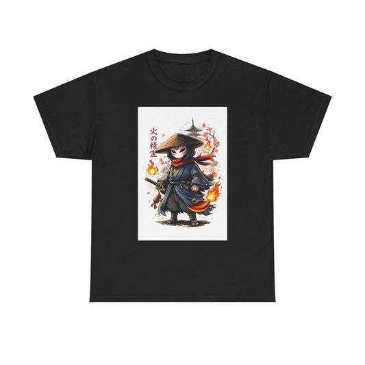 Fire Spirit Samurai T-Shirt — Cute Chibi Oni Warrior Tee