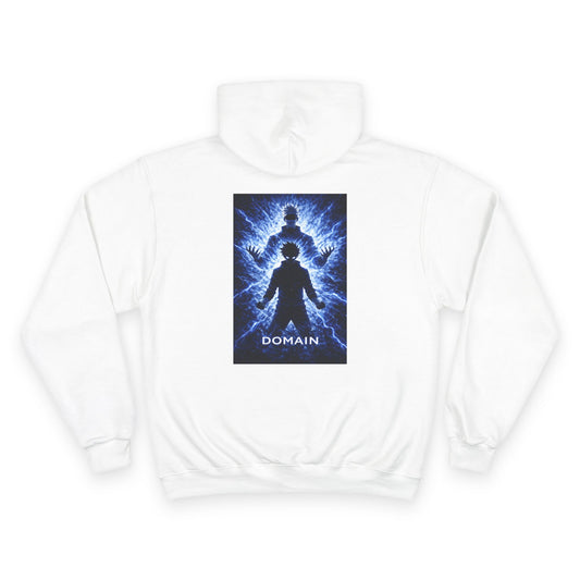 Domain blue silhouette lightning design Hoodie | back print