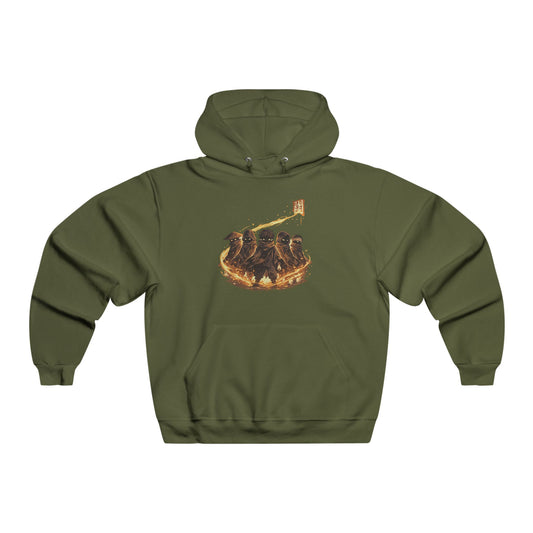 Penguin Family Campfire Hoodie — Cozy Winter Animal Crew Sweatshirt