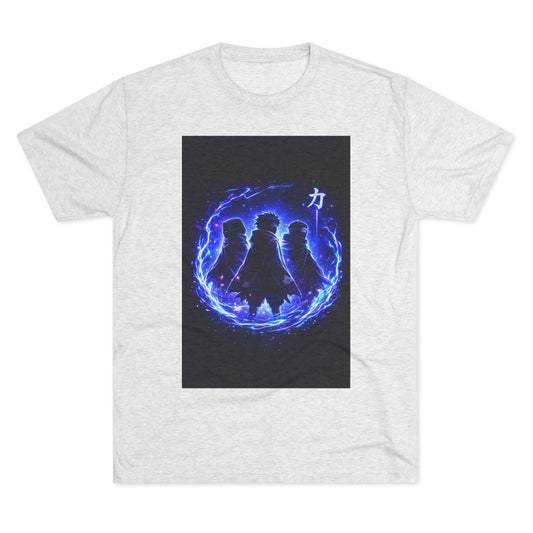 Anime Silhouette Crew Tee — Blue Flame Shinobi Design