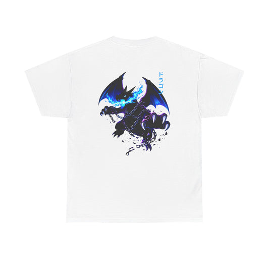Dragon Graphic Tee — Blue Flame Kaiju Back Print T-Shirt