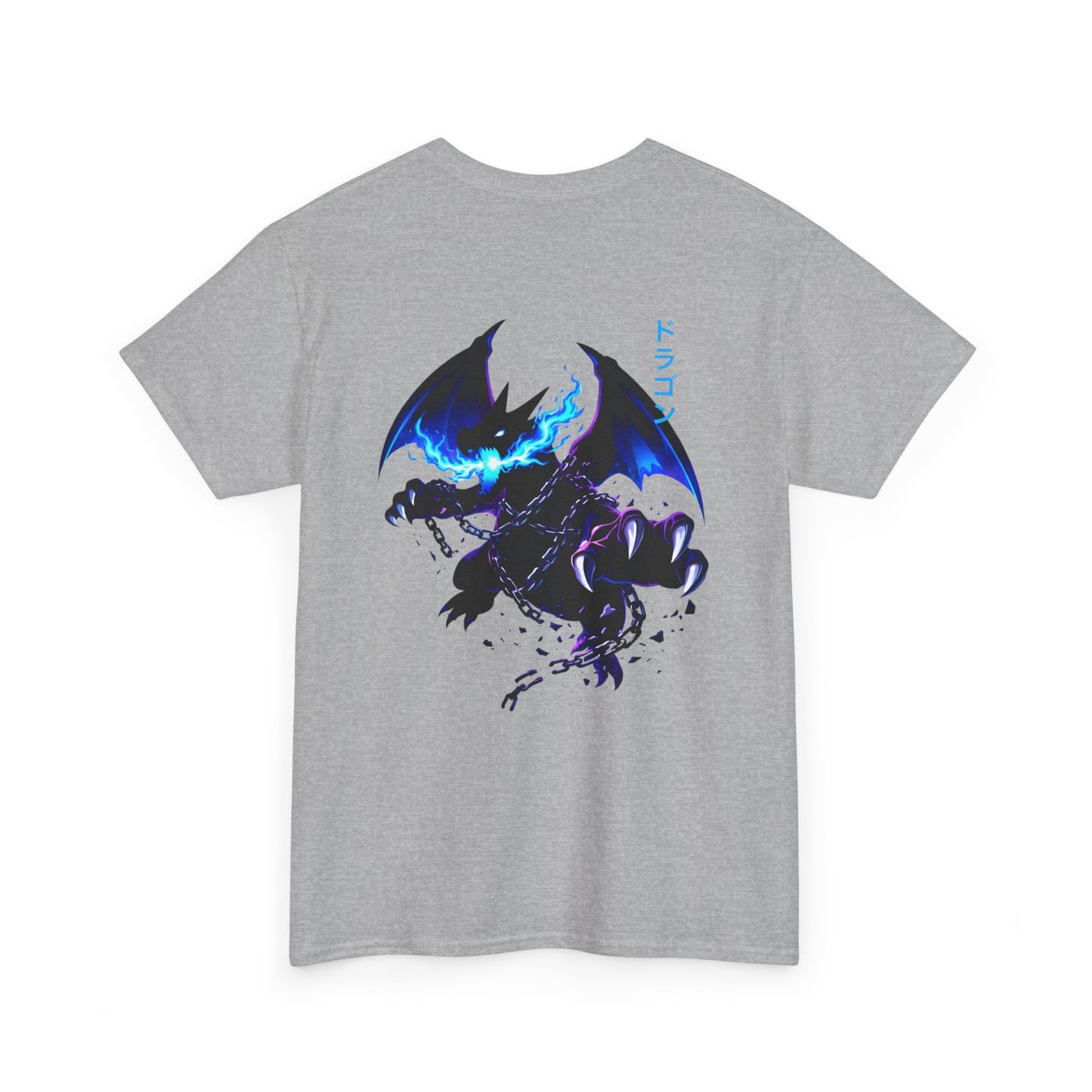 Dragon Graphic Tee — Blue Flame Kaiju Back Print T-Shirt