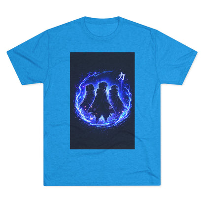 Anime Silhouette Crew Tee — Blue Flame Shinobi Design