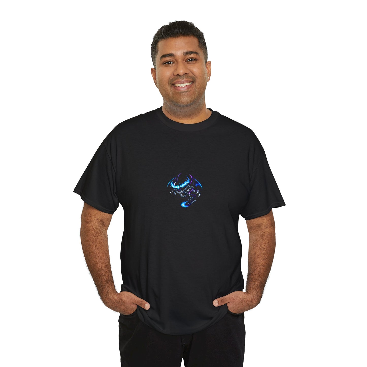 Dragon Graphic Tee — Blue Flame Kaiju Back Print T-Shirt