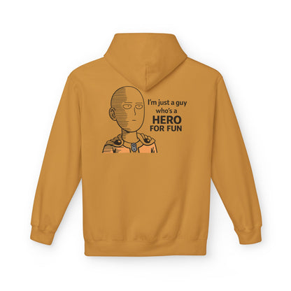 Hero Emblem Hoodie — Chibi Hero Mid-Punch Minimalist Anime Design