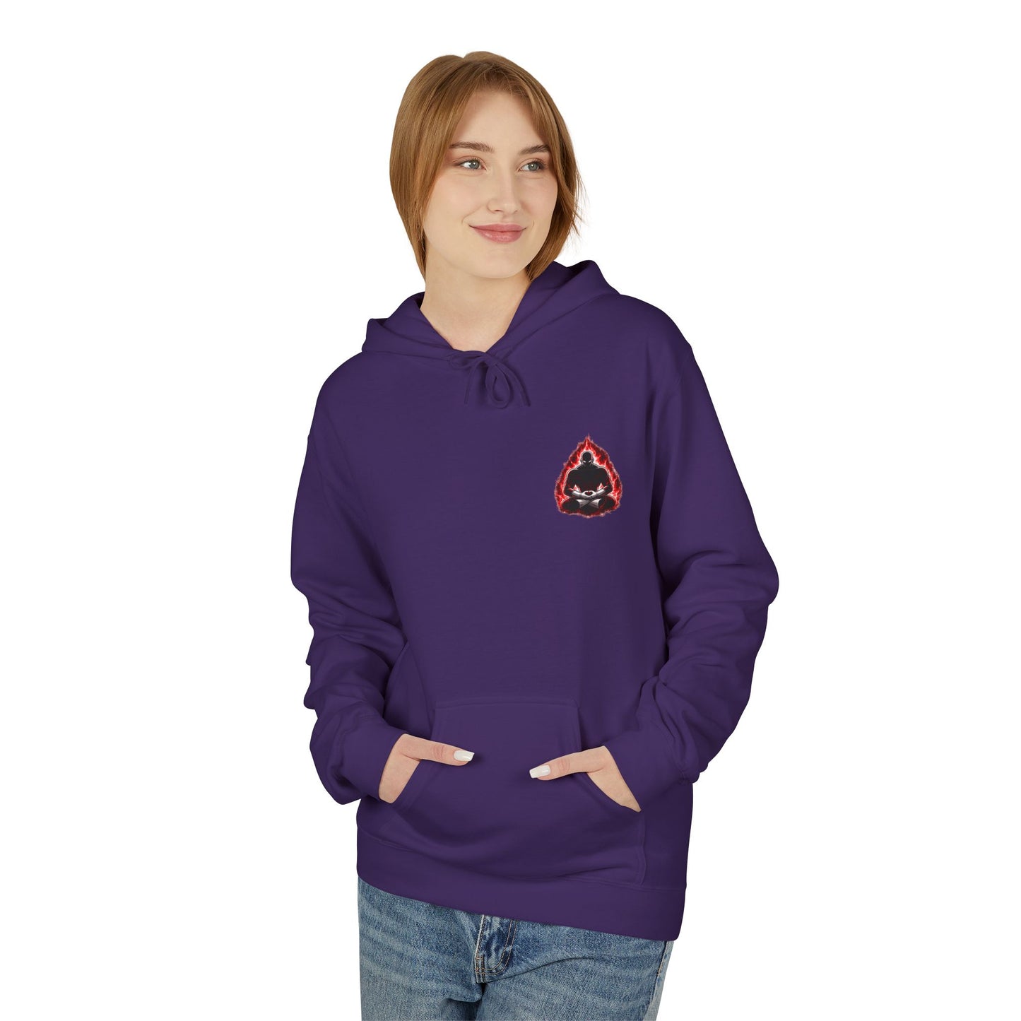 Anime Aura Warrior Hoodie | Fiery Mouth Front & Blue Energy Back