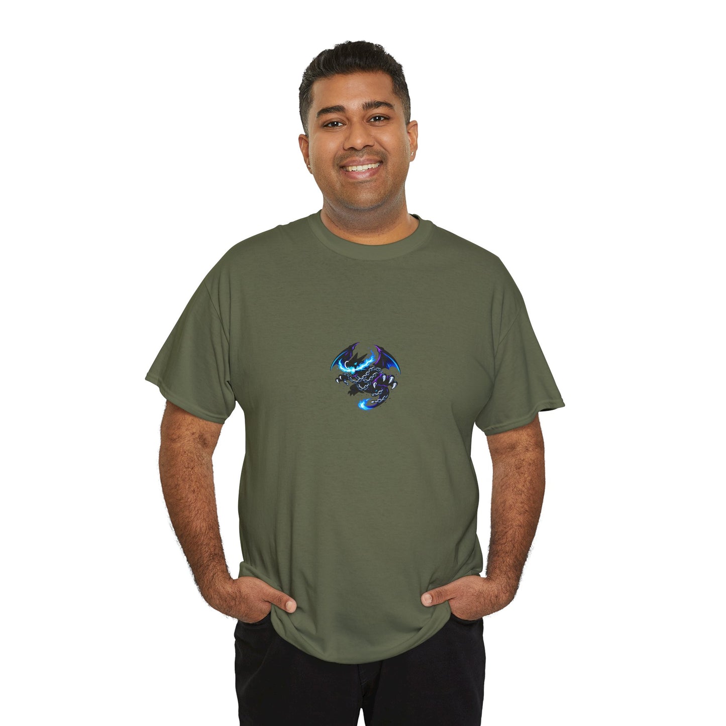 Dragon Graphic Tee — Blue Flame Kaiju Back Print T-Shirt