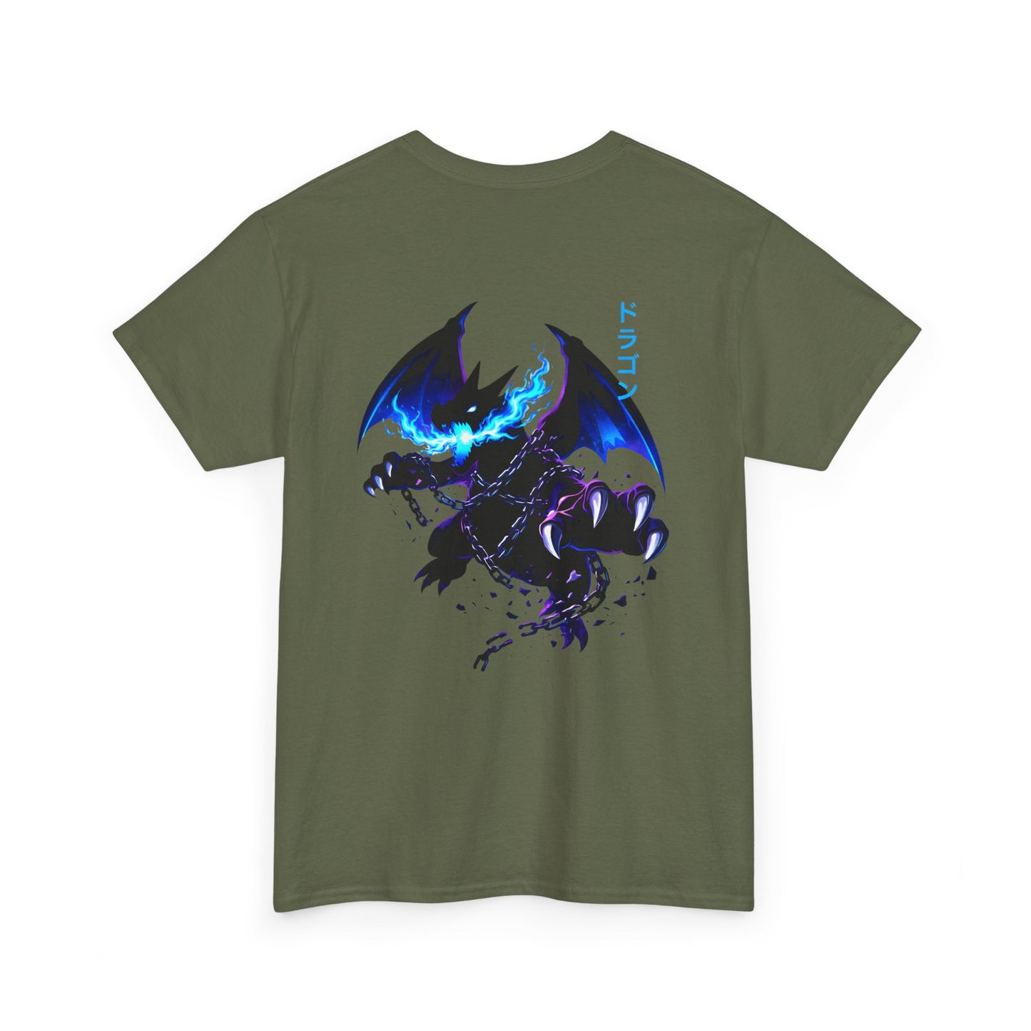 Dragon Graphic Tee — Blue Flame Kaiju Back Print T-Shirt