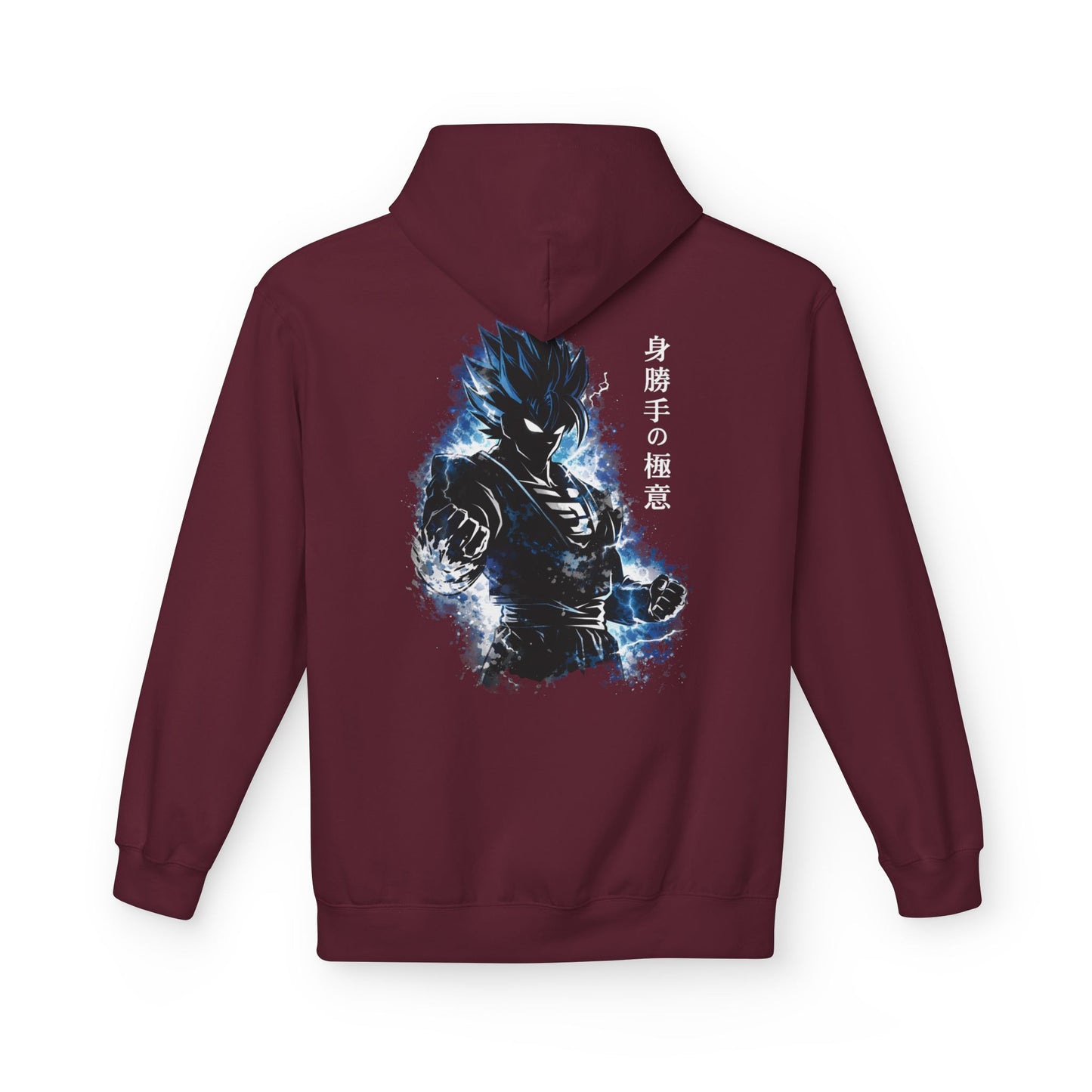 Anime Aura Warrior Hoodie | Fiery Mouth Front & Blue Energy Back