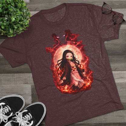 Nezuko Anime Demon Slayer Tee — Fiery Chibi Girl Graphic Shirt