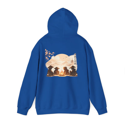 Hoodie | Samurai Campfire Illustration Japanese Kanji Backprint