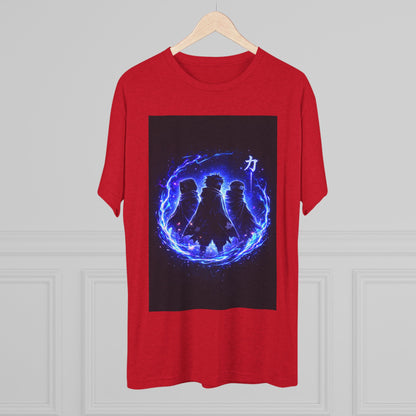 Anime Silhouette Crew Tee — Blue Flame Shinobi Design