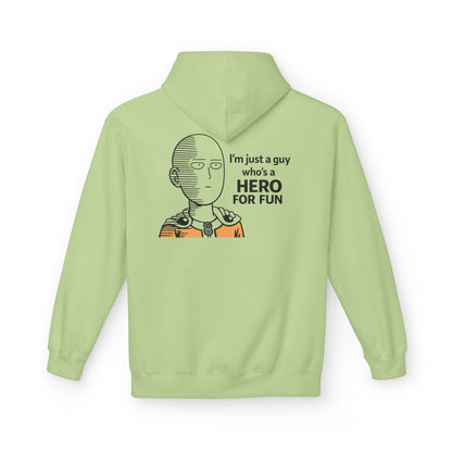 Hero Emblem Hoodie — Chibi Hero Mid-Punch Minimalist Anime Design