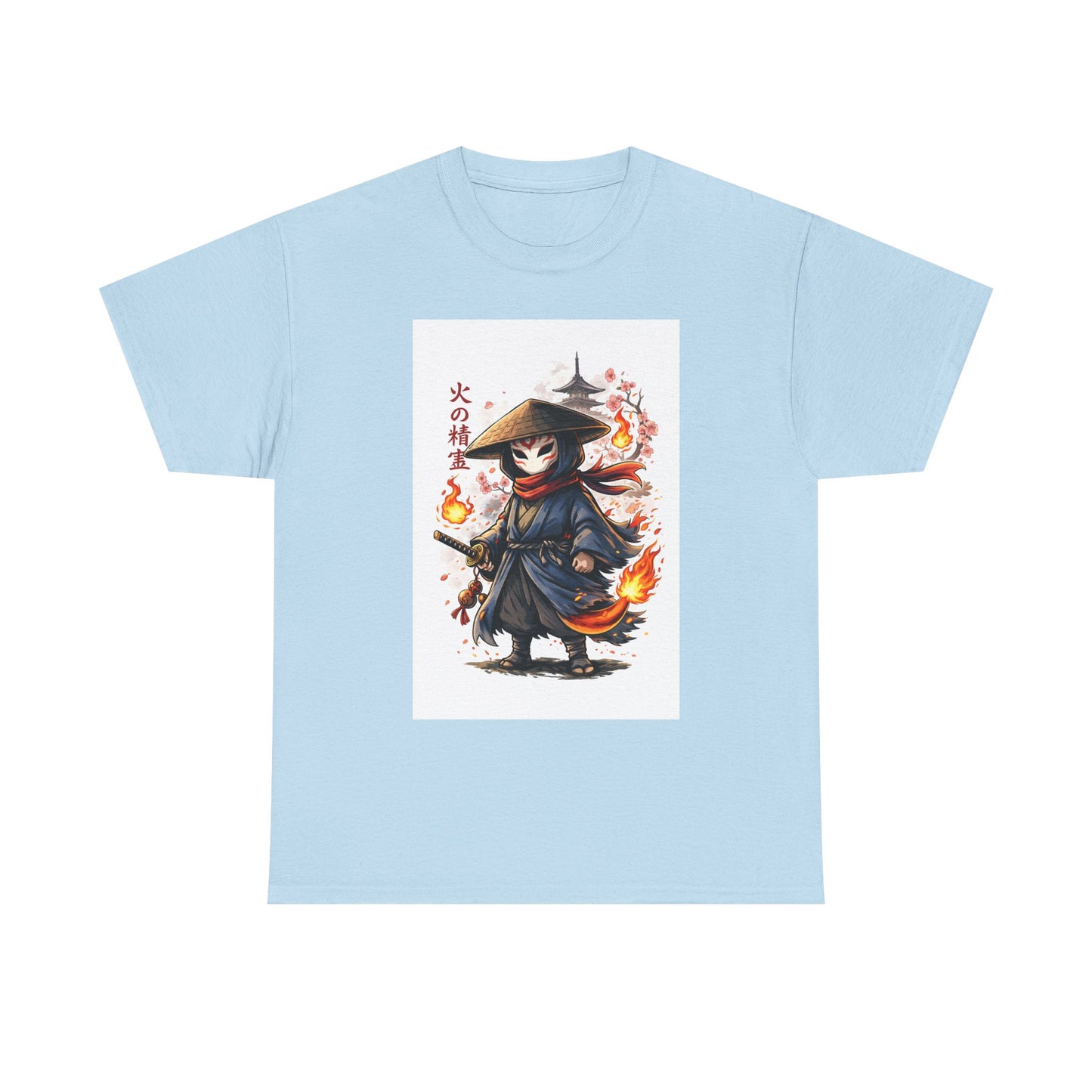 Fire Spirit Samurai T-Shirt — Cute Chibi Oni Warrior Tee