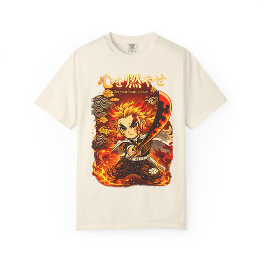 Anime Flame Warrior T-Shirt — 'Set Your Heart Ablaze' Graphic Tee