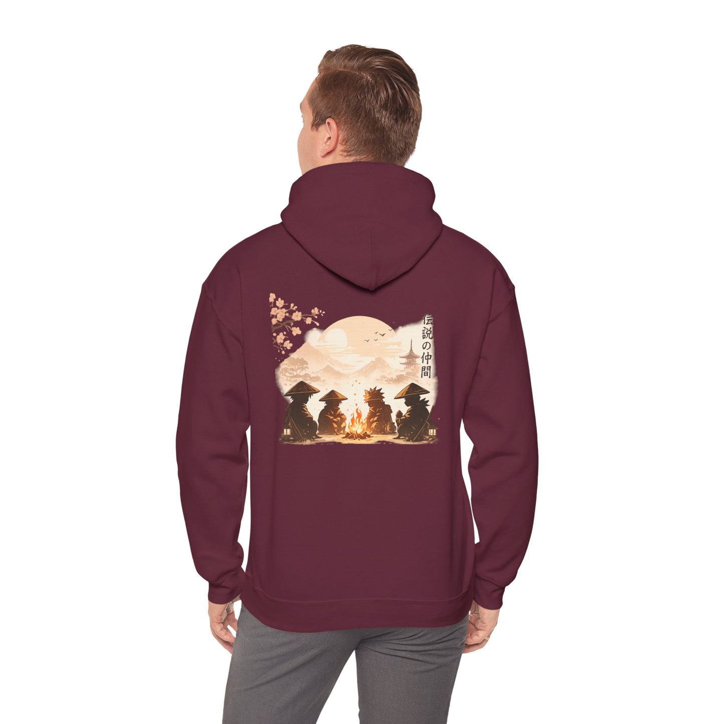 Hoodie | Samurai Campfire Illustration Japanese Kanji Backprint