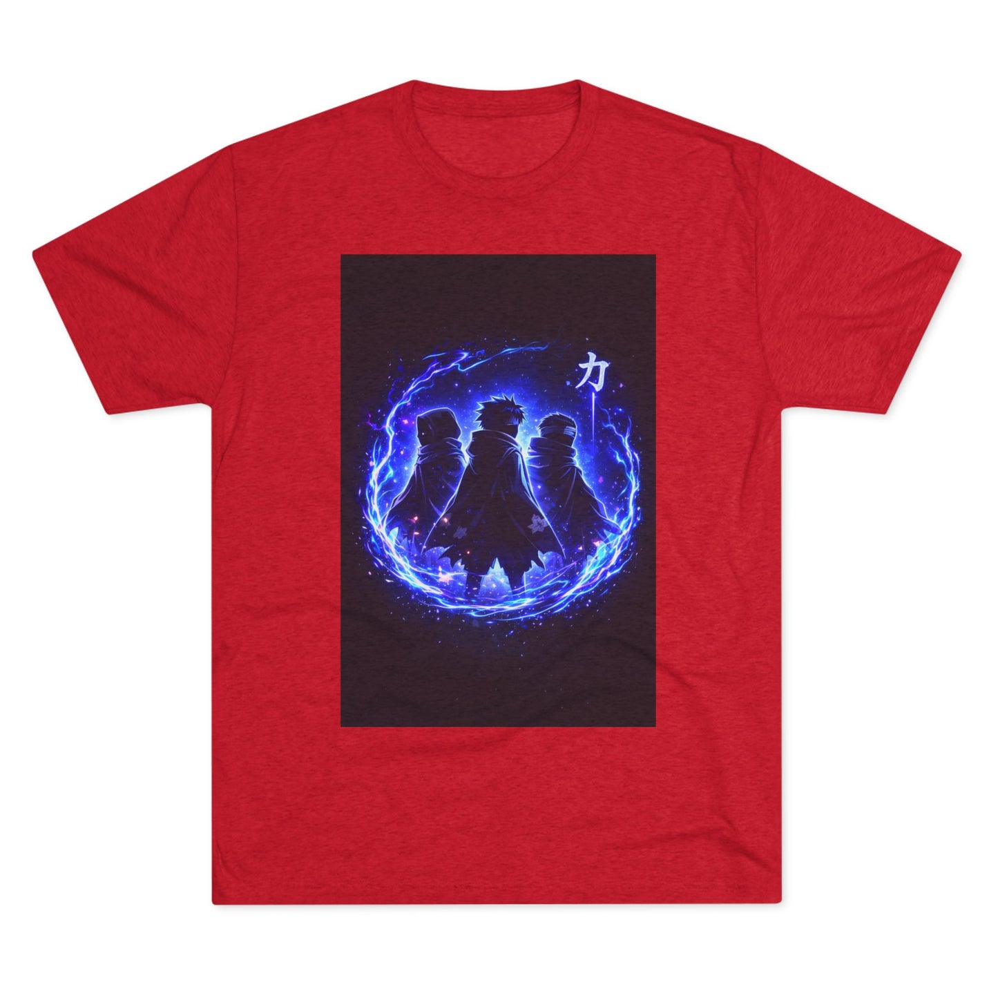 Anime Silhouette Crew Tee — Blue Flame Shinobi Design