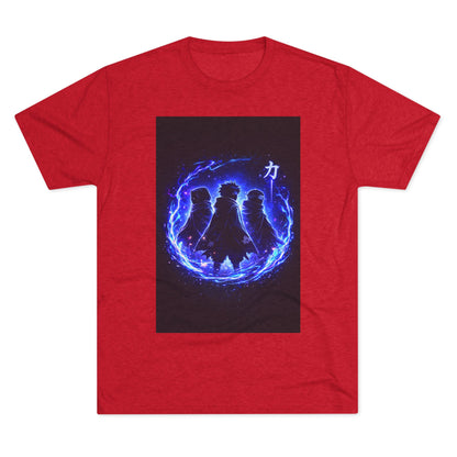 Anime Silhouette Crew Tee — Blue Flame Shinobi Design