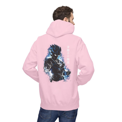 Anime Aura Warrior Hoodie | Fiery Mouth Front & Blue Energy Back