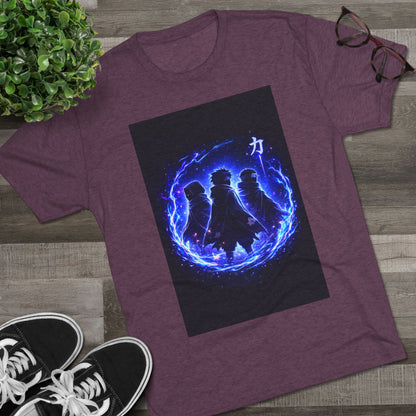 Anime Silhouette Crew Tee — Blue Flame Shinobi Design