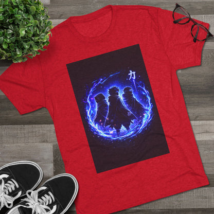 Anime Silhouette Crew Tee — Blue Flame Shinobi Design