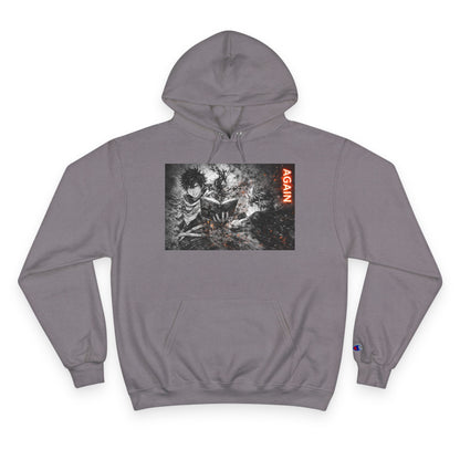 Again - Anime Inspired Champion Hoodie - Minimalist Manga Fighting Art - Unbothered Strength Design