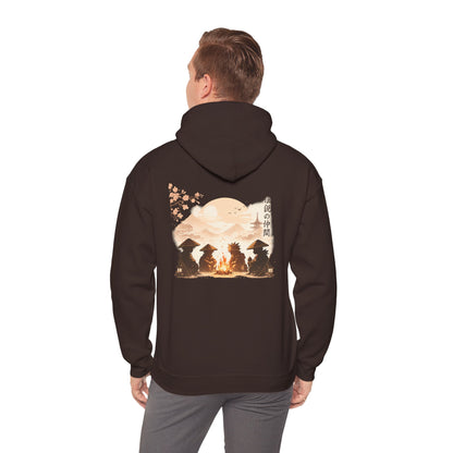 Hoodie | Samurai Campfire Illustration Japanese Kanji Backprint