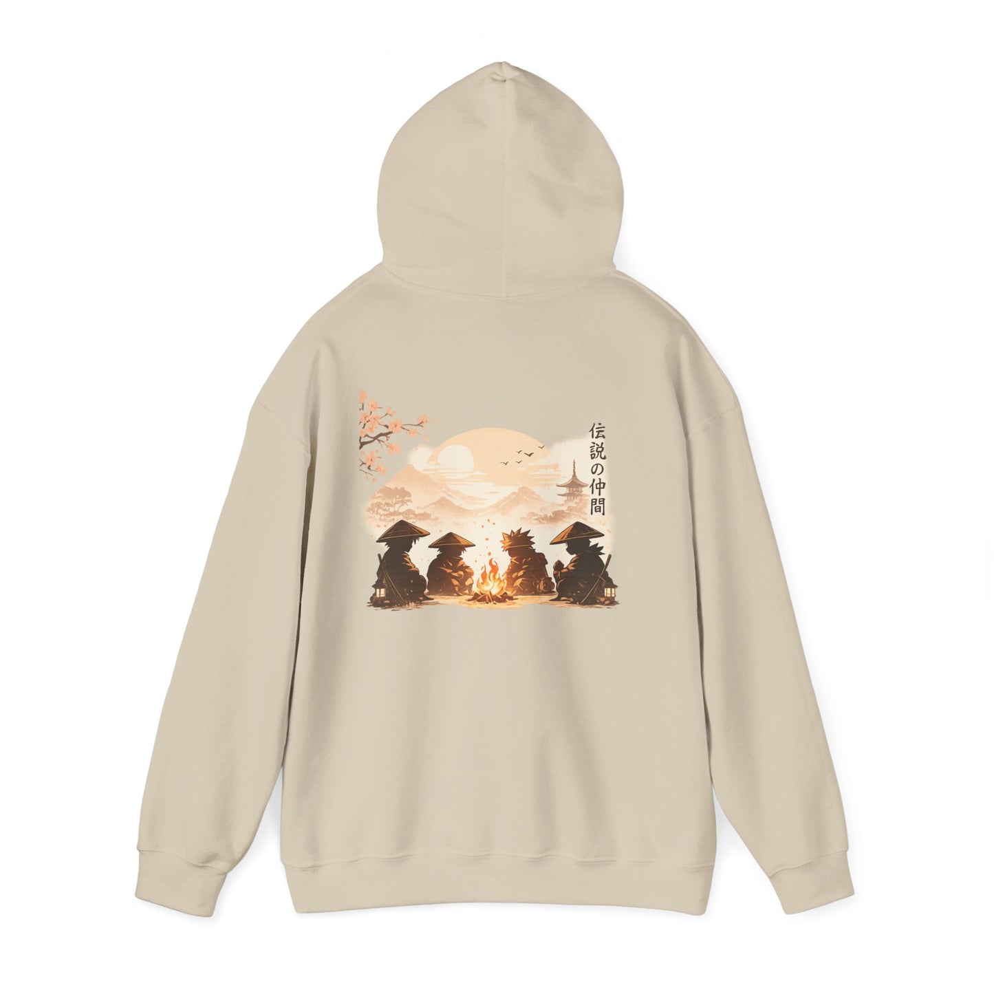 Hoodie | Samurai Campfire Illustration Japanese Kanji Backprint