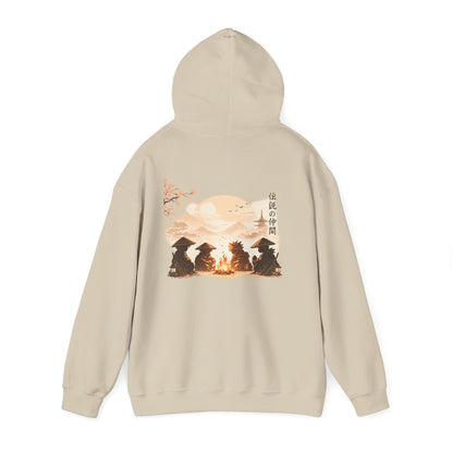 Hoodie | Samurai Campfire Illustration Japanese Kanji Backprint
