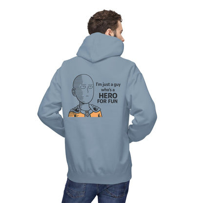 Hero Emblem Hoodie — Chibi Hero Mid-Punch Minimalist Anime Design