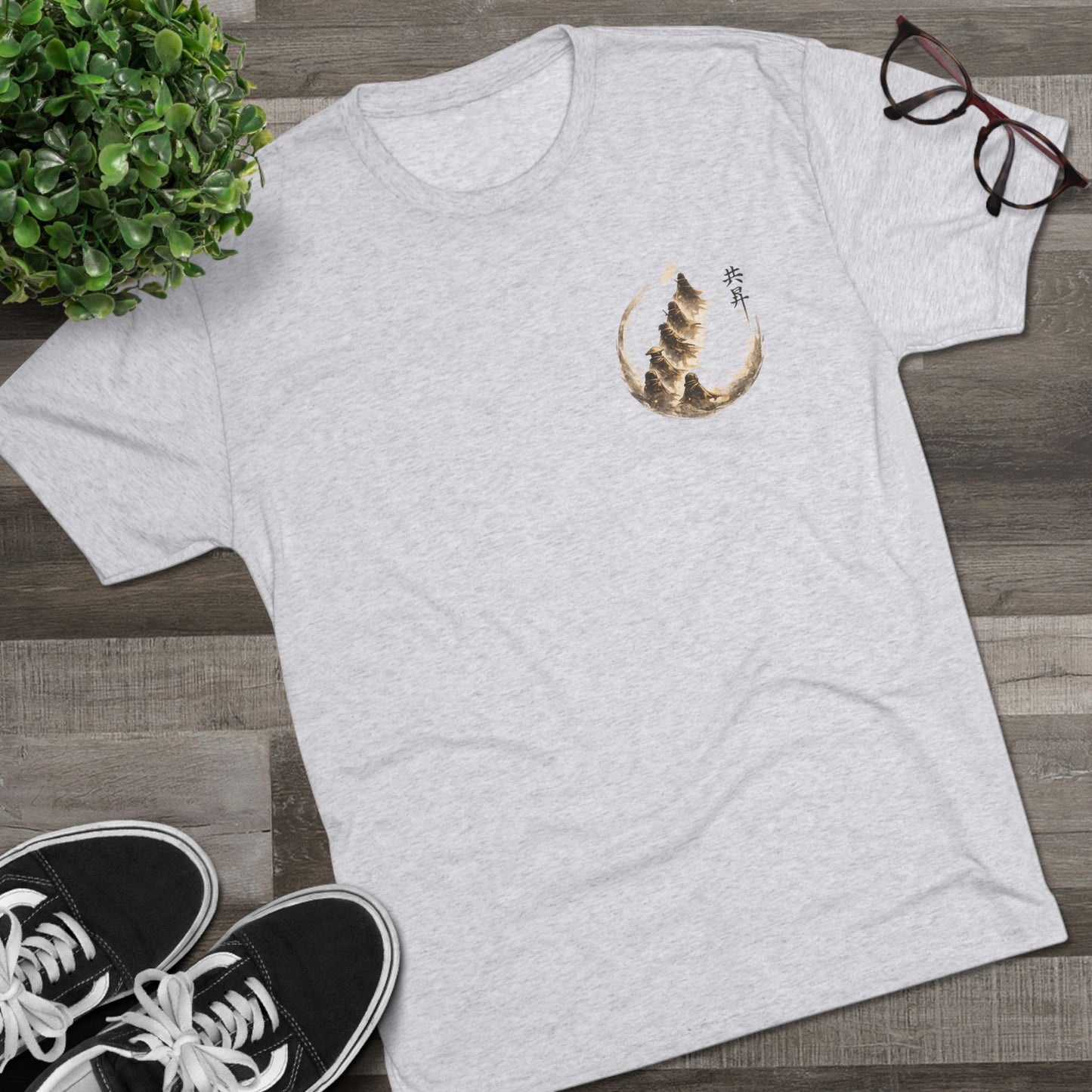 T-Shirt — Minimal Japanese Sumi-e Foxes Graphic Tee