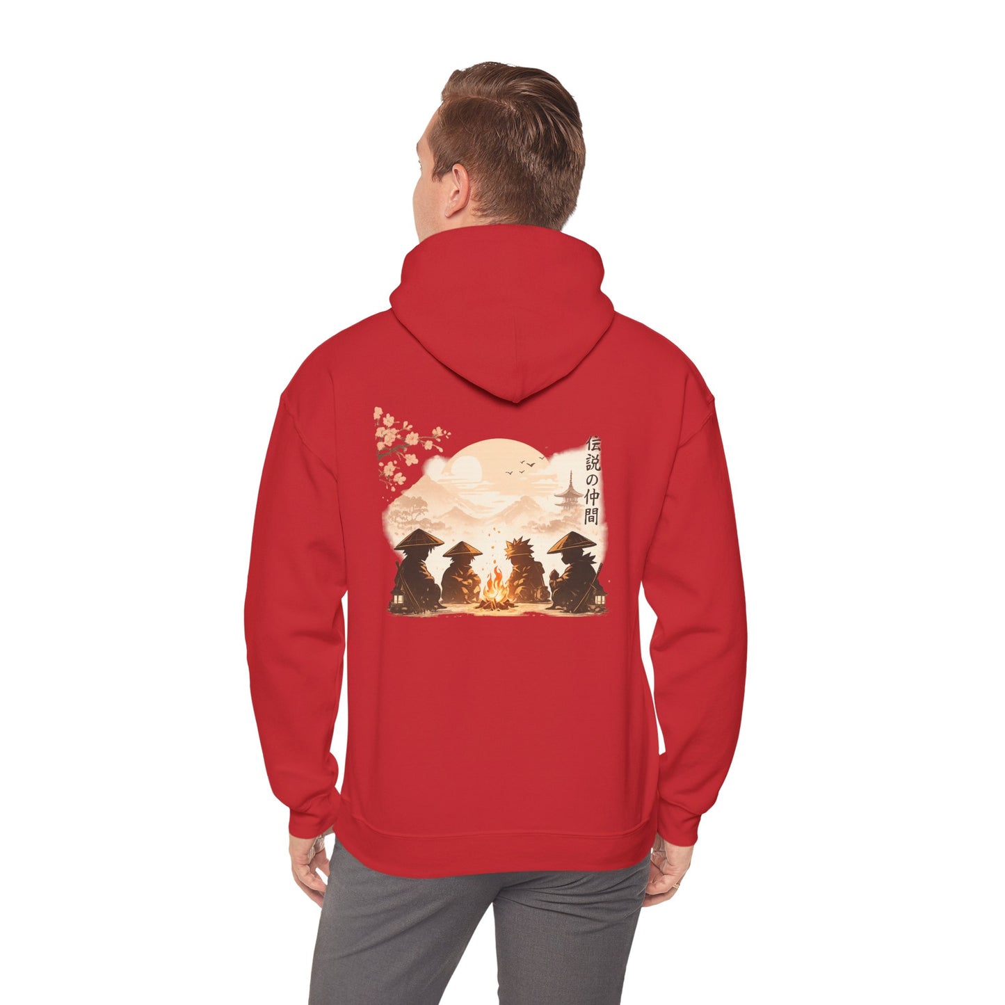 Hoodie | Samurai Campfire Illustration Japanese Kanji Backprint