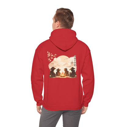 Hoodie | Samurai Campfire Illustration Japanese Kanji Backprint
