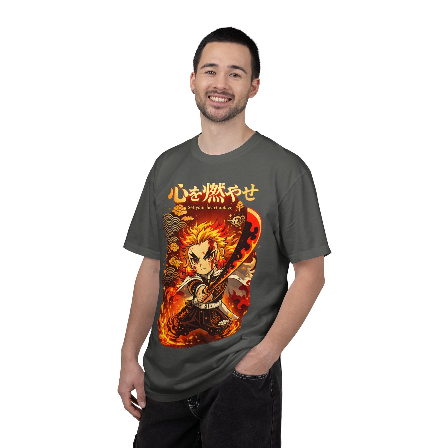 Anime Flame Warrior T-Shirt — 'Set Your Heart Ablaze' Graphic Tee