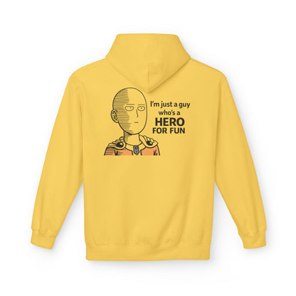 Hero Emblem Hoodie — Chibi Hero Mid-Punch Minimalist Anime Design