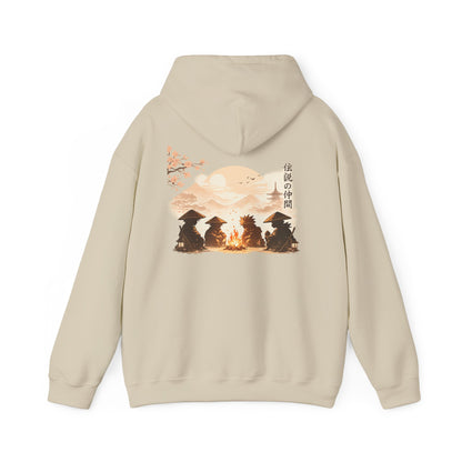 Hoodie | Samurai Campfire Illustration Japanese Kanji Backprint