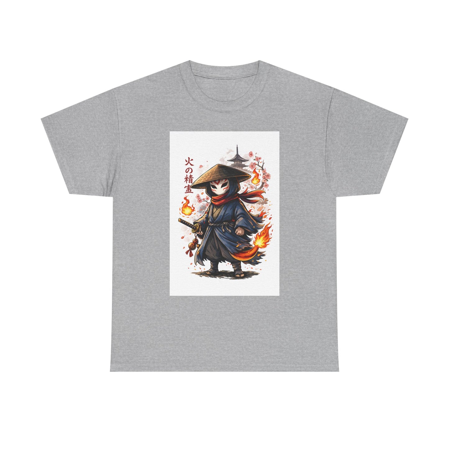 Fire Spirit Samurai T-Shirt — Cute Chibi Oni Warrior Tee