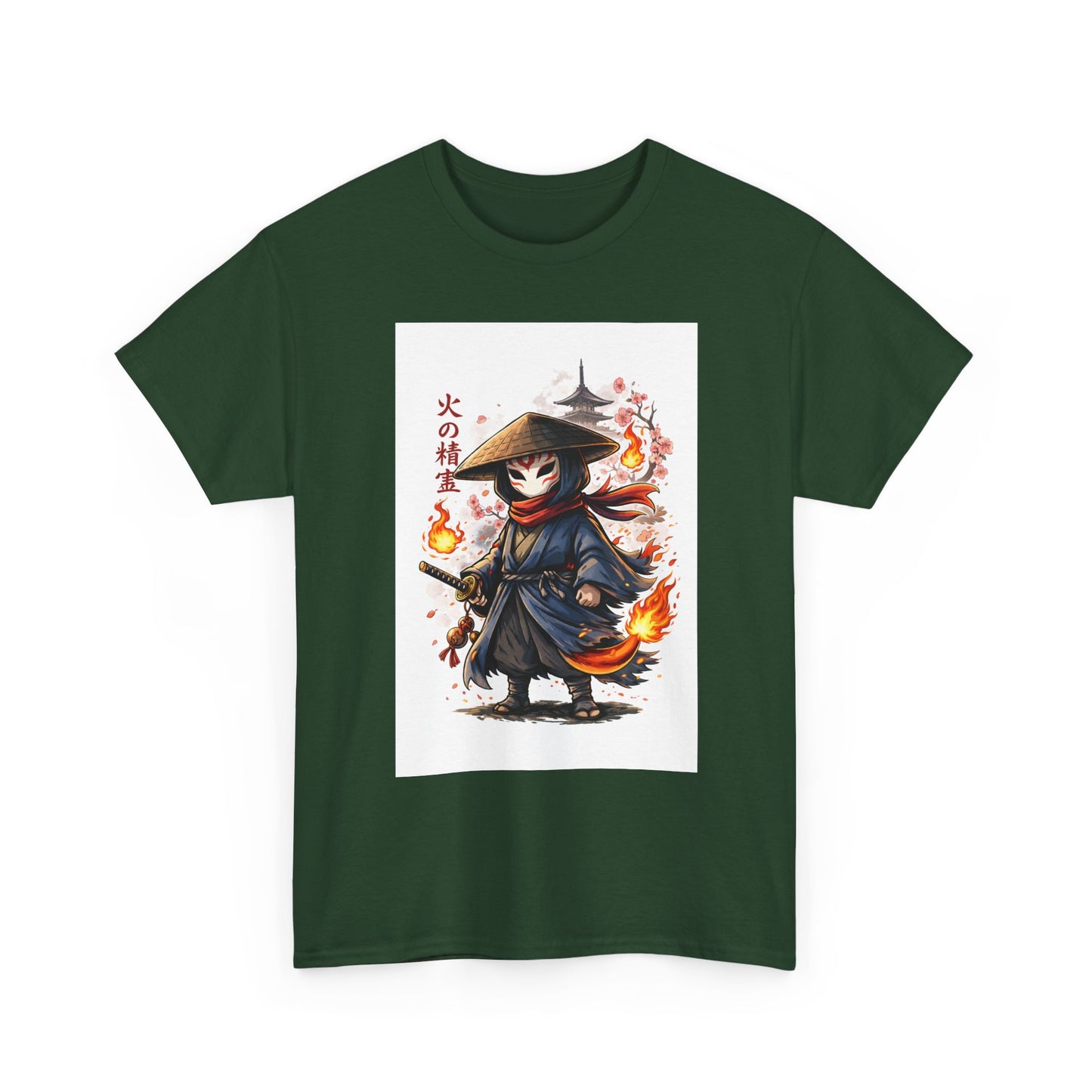 Fire Spirit Samurai T-Shirt — Cute Chibi Oni Warrior Tee