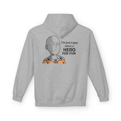 Hero Emblem Hoodie — Chibi Hero Mid-Punch Minimalist Anime Design
