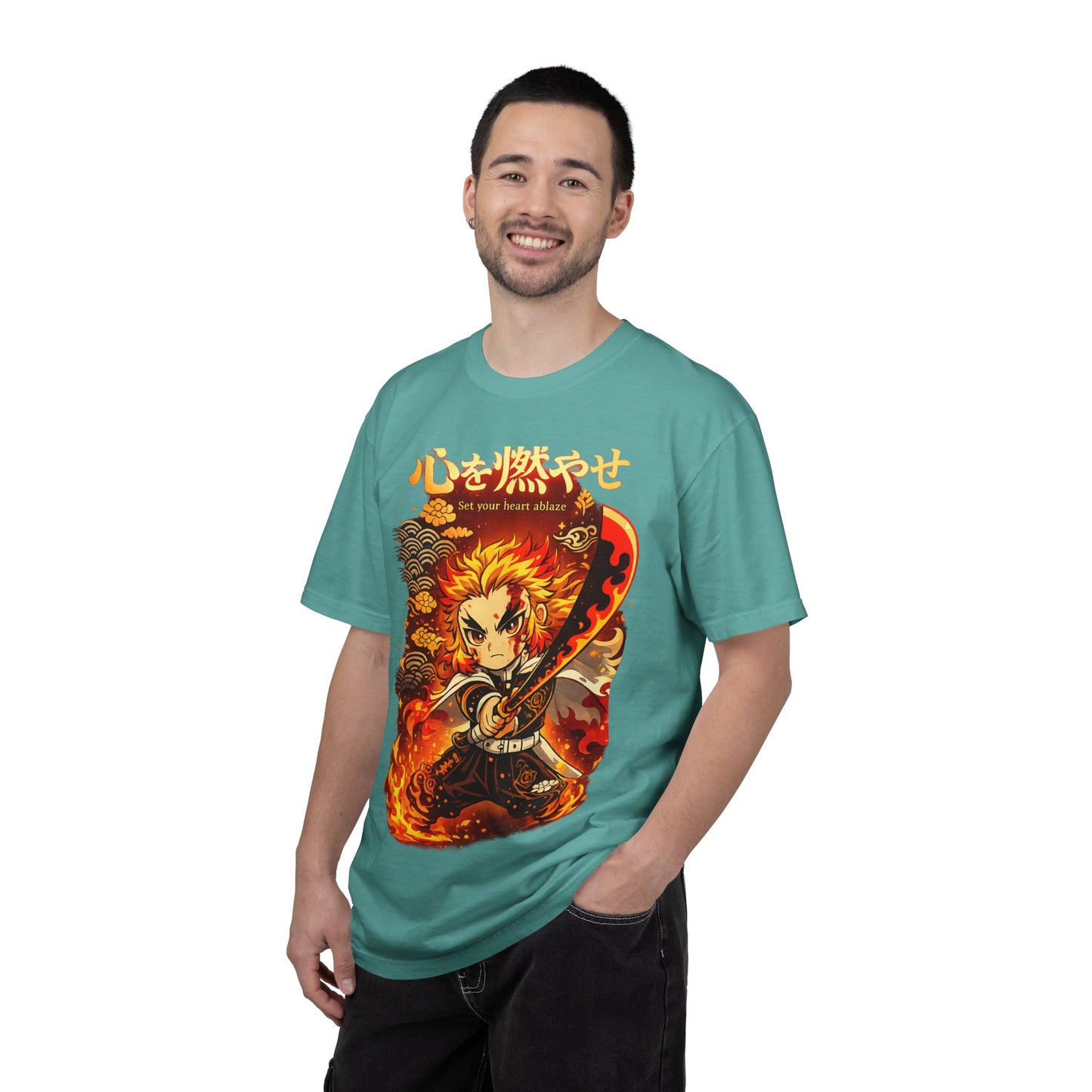 Anime Flame Warrior T-Shirt — 'Set Your Heart Ablaze' Graphic Tee