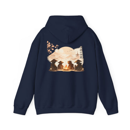 Hoodie | Samurai Campfire Illustration Japanese Kanji Backprint