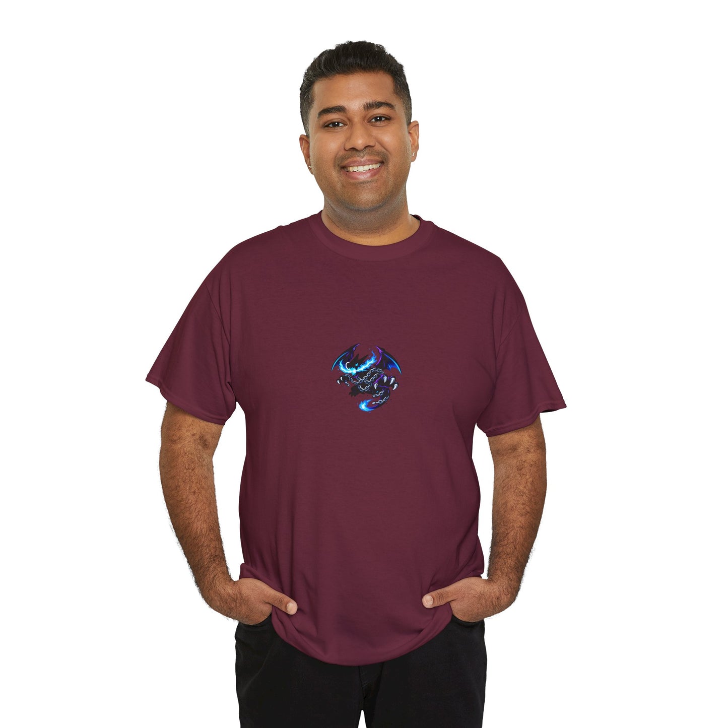 Dragon Graphic Tee — Blue Flame Kaiju Back Print T-Shirt
