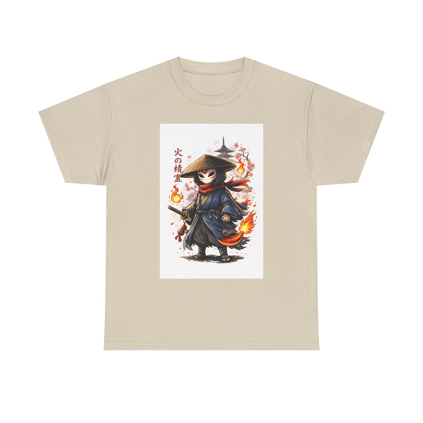 Fire Spirit Samurai T-Shirt — Cute Chibi Oni Warrior Tee
