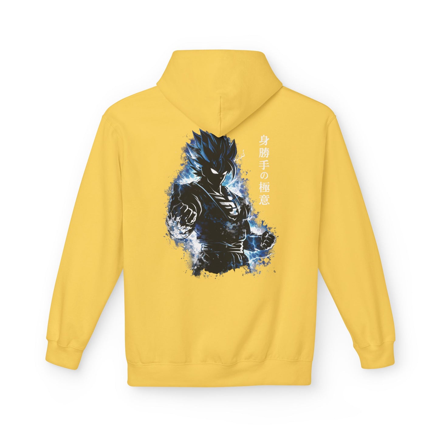 Anime Aura Warrior Hoodie | Fiery Mouth Front & Blue Energy Back