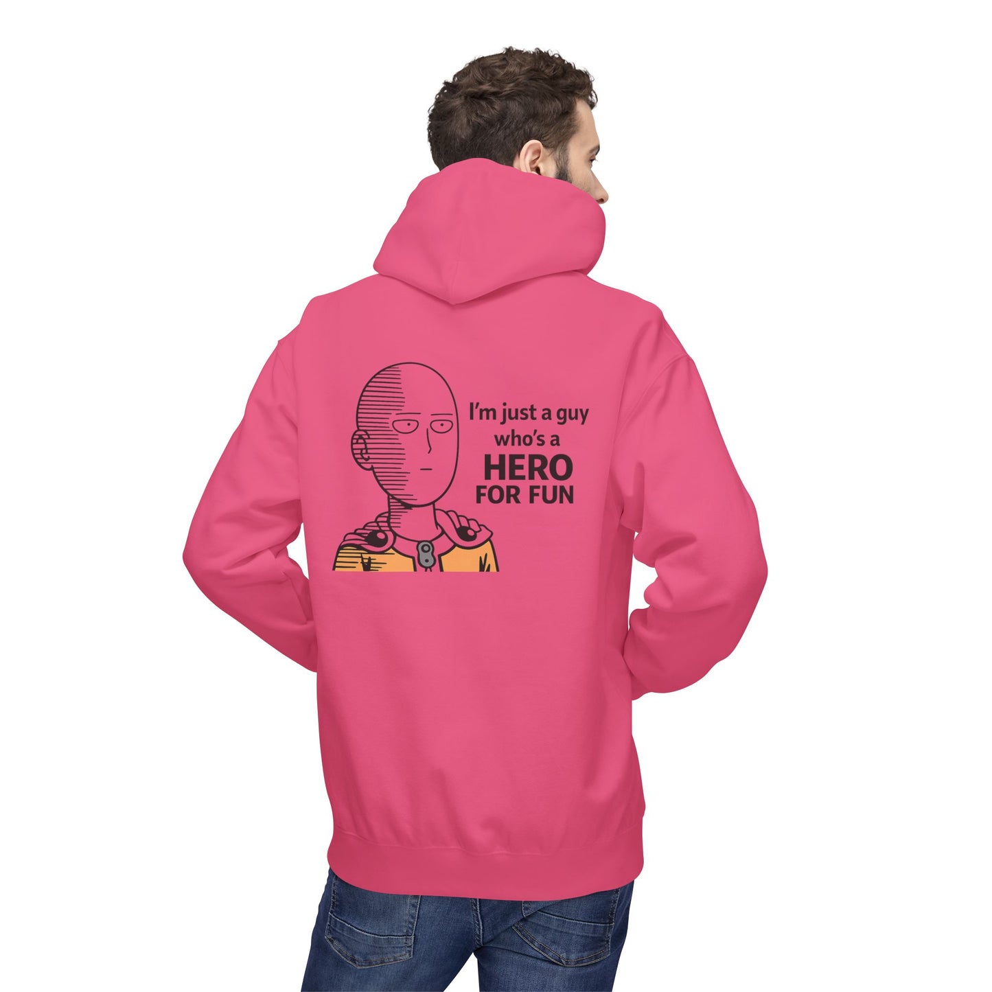 Hero Emblem Hoodie — Chibi Hero Mid-Punch Minimalist Anime Design