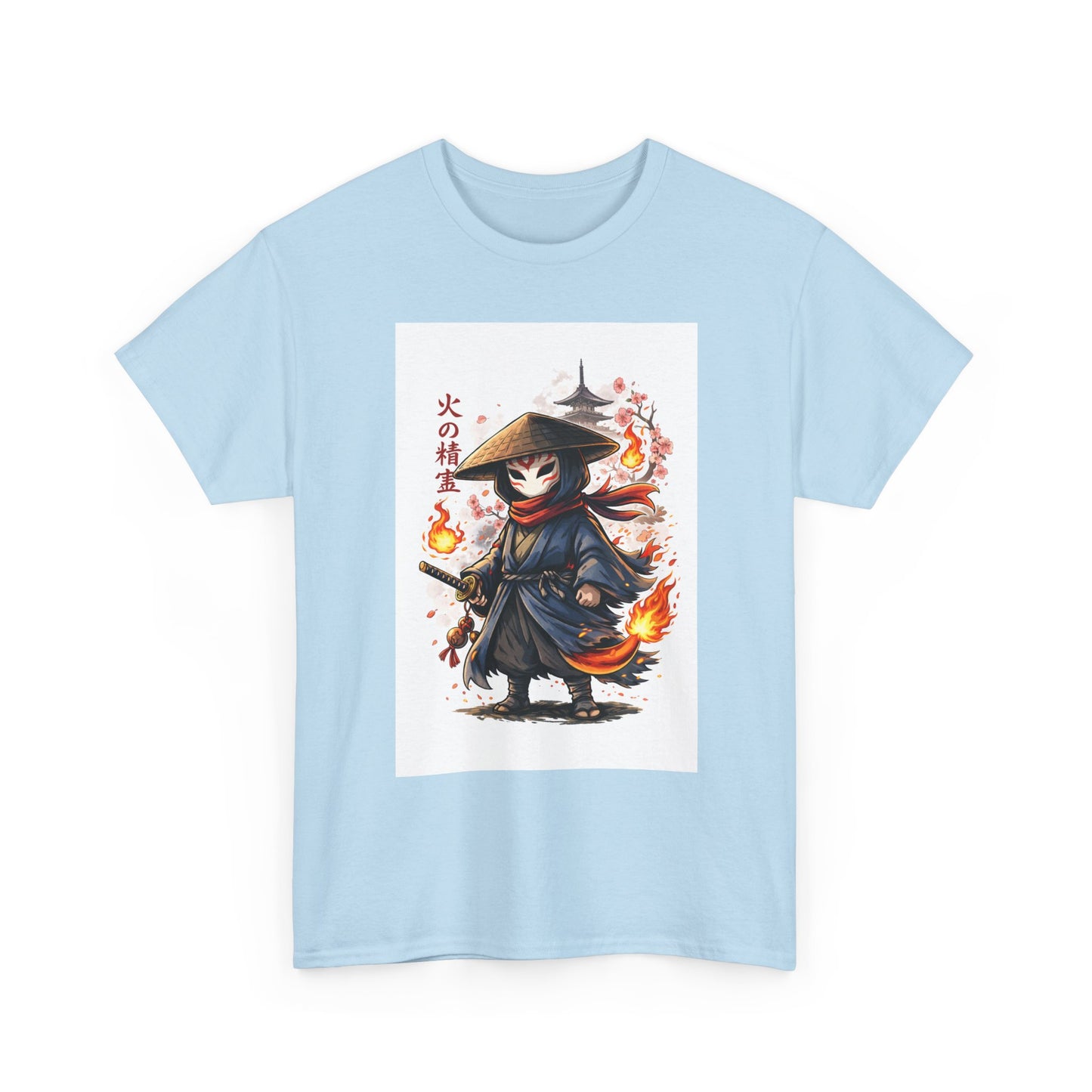 Fire Spirit Samurai T-Shirt — Cute Chibi Oni Warrior Tee