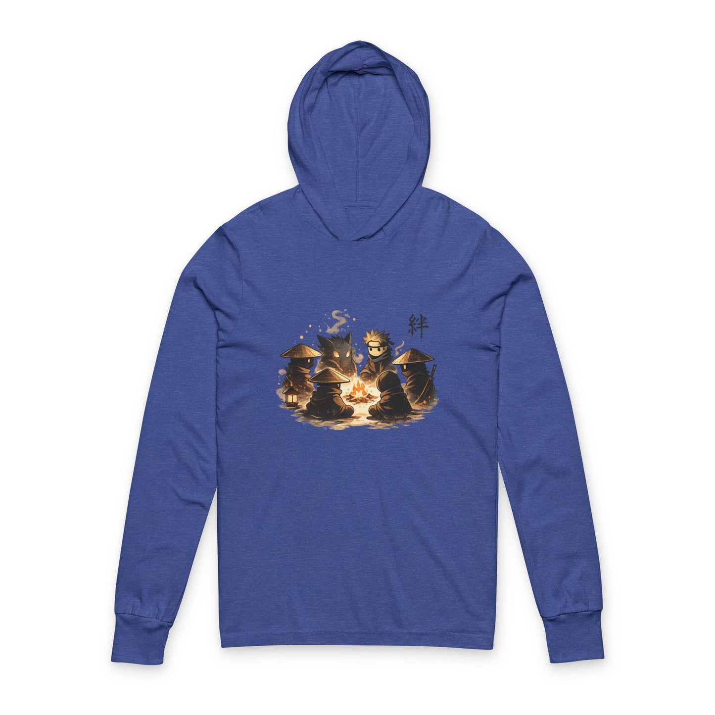 Hooded Long Sleeve Tee — Cozy Campfire Ninja Art Hooded Tee