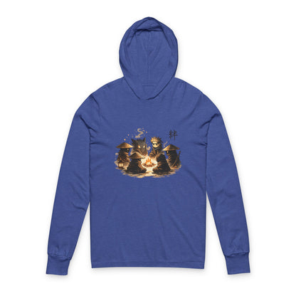 Hooded Long Sleeve Tee — Cozy Campfire Ninja Art Hooded Tee