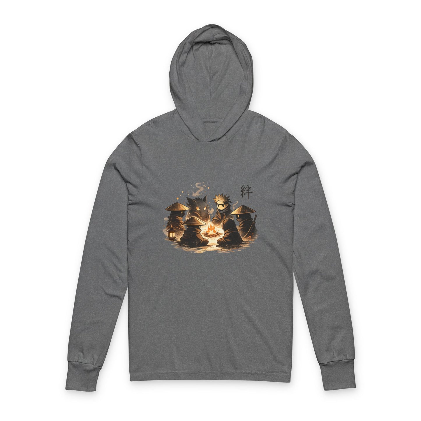 Hooded Long Sleeve Tee — Cozy Campfire Ninja Art Hooded Tee